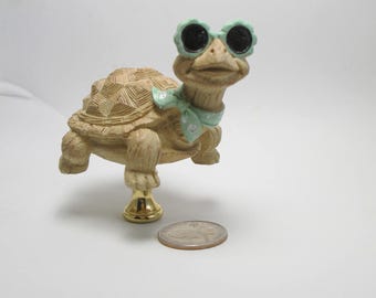 Lamp Finial Large Painted Resin Turtle Brass Hardware #K9