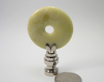 Lamp Finial Yellow/Green Stone Donut Flat Disk Natural Stone Lampshade Finial #P9