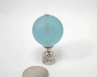 Lamp Finial Acrylic Aqua Marine Ball  Nickel Plated Brass Hardware #9F4