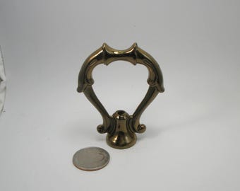 Lamp finial: Older Fancy Loop with Standard 1/4-27 Thread to fit Lamp Harp Antiqued Brass  T682
