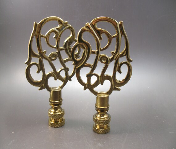 554 Lamp Finial  Brass Double Asian Symbol 