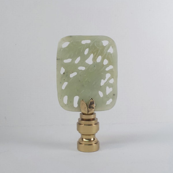 Lamp Finial: Light Green Carved Jade Elephant  ET36