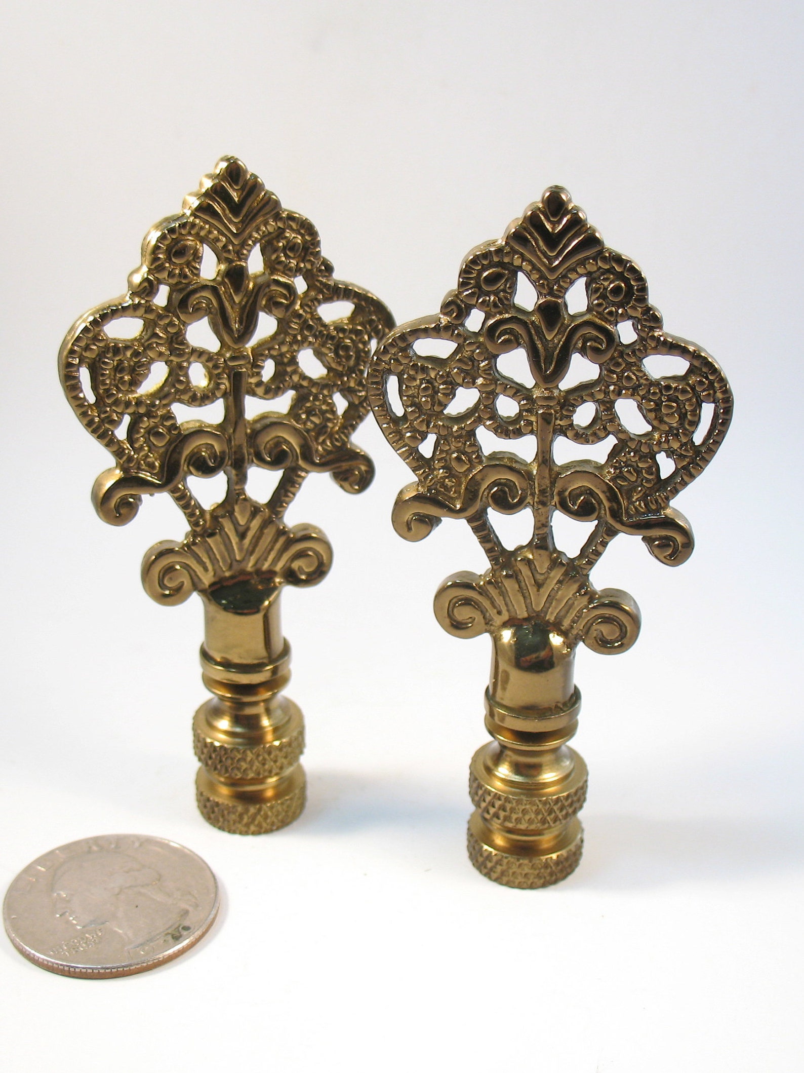 Lamp Finial Pair of Solid Antiqued Brass Filigree Arrow 2 Etsy
