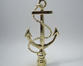 Lamp Finial Brass Anchor 3  3/4" Tall Overall #537