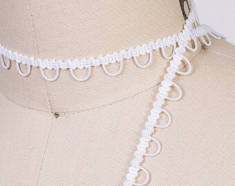 White Elastic Button Loops: Bridal Dress Supplies (10-12mm)