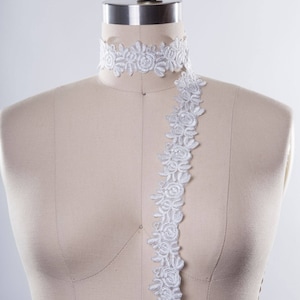 White and Silver Lace Trim Dacey&#39;s Alencon White and Silver Rose Bridal Lace Slightly Firm Feel