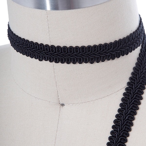 Black Gimp Trim 2 Yards 5/8&quot;  Classic Black French Gimp Braid/ Black Upholstery Trimming/ Black Braided Edging/