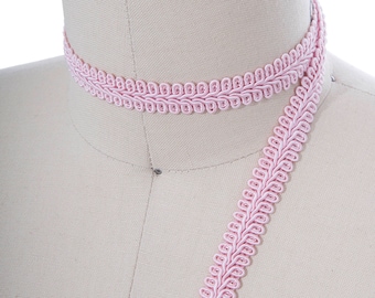 Baby Pink Gimp Trim 2 Yards Baby Pink French Braided Gimp Trim Ribbon/ Light Pink French Upholstery Trimming/ Pink Gimp Trim/