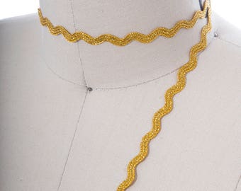 Gold Metallic Ric Rac Trim: 5 Yards Elegant Ribbon