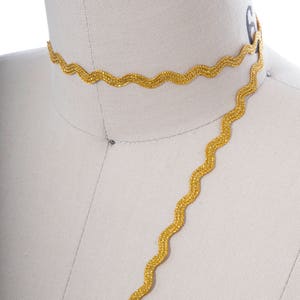 Gold Ric Rac Trim 2 Yards  Gold Metallic Ric Rac Trim Gold Elegant Ric Rac Ribbon Home Decor. Table Runners, Placemats and Napkins