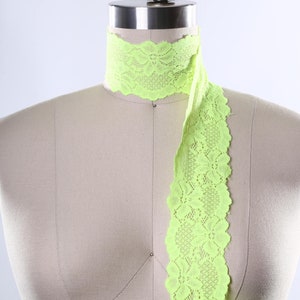 Renda elástica verde neon, renda amarela neon, iluminador, renda elástica verde, 2 jardas, tingida à mão, guarnição de renda elástica