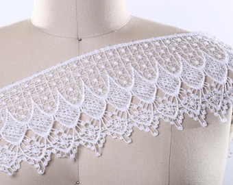 White or Ivory Venice Lace Trim 4.5" in Width. Dainty and Durable. Vintage inspired/ Bridal Lace Trim PRISCILLA