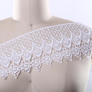 White or Ivory Venice Lace Trim 4.5 in Width. Dainty and Durable. Vintage inspired/ Bridal Lace Trim PRISCILLA image 1