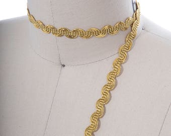 2 Yards: Gold Metallic Gimp Braid Trim - 3/8" Greek Key Style