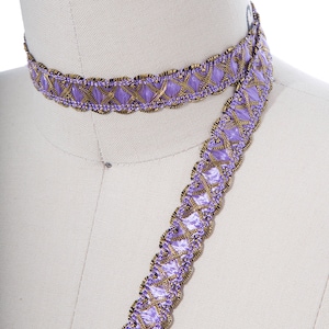 Lavender Gimp Trim 2 yards / Antique Gold and Purple Gimp Ribbon. 16mm 5/8&quot;  Perfect Upholstery Trim in Royal Colors.