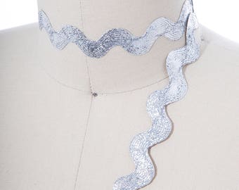 Metallic Silver Ric Rac Trim: 12mm or 5mm, 2 Yards
