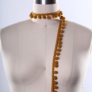 2 Yards Tawny Brown Pom Pom Trim. Mini Brown Pom Pom Fringe. Terrific for straw bags