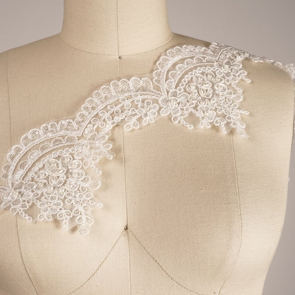 Bridal Veil Lace/ Ivory Bridal Lace Trim/ White Bridal Lace Trim/ Classical Bridal Lace Trim