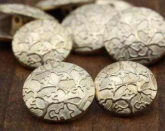 Rose Gold Metal Shank Button: Floral Design, Blazer Coat Fastener