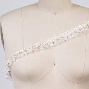 Ivory Ruffle Trim Beige Gathered Lace Trim Satin and Lace Ruffles For Beautiful Costumes image 1