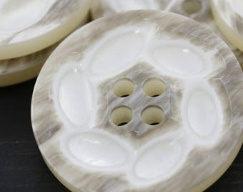 Beige Coat Button 4 PIECES Large Plastic Beige Button Made in France  Swirling Shell Praise  36mm / 58L 1.4" BL091