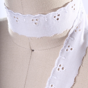 White Cotton Eyelet Trim 2 Yards White Cotton Eyelet Lace Trim 100% Cotton Lace  Raw Edges 4 Hole Eyelets  1.5&quot; 3.8cm 3.1cm 1.25&quot;