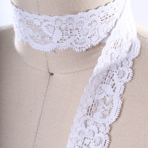 White Stretch Lace Trim 2 Yards Ivory stretch Lace  Vibrance White Stretch Lace Trim Elastic Lace Trim 1&quot; Width Great Hairbands Accessories