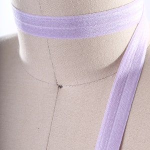 3 yardas de pliegue de lavanda sobre elástico pliegue de color púrpura claro sobre elástico 5/8 "0.62" 15 mm Lovely Lavender Stretch Bias Face Mask elástico
