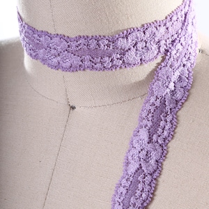 2 yardas encaje de lavanda estiramiento cordón ribete / detalles florales / durable y lavable / claro púrpura estiramiento estiramiento encaje recorte / estiramiento encaje lila lila