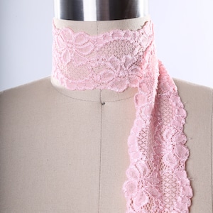 Pink Stretch Lace 2 Yards Light Pink Stretch Lace Floral Design in Different Shades of Pink 2.5&quot; in Width 6.5cm Decorative Stretch Lace