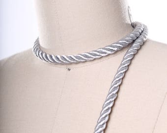 Light Grey Rope Trim. Silver Grey Silky Rope Tape/ Satin Rope Tape/ Grey Satin Cord Trim/ Sold by the Yard