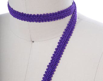 2 Yards Purple Gimp Braid: Vintage Upholstery Trim