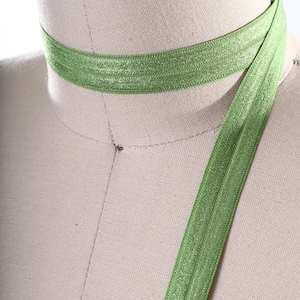 3 Yards Lime Green Fold Over Elastic Apple Green Fold Over Elastic  5/8&quot; Soft Elastic Trim Face Mask Elastic Apple Green Elastic