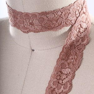 Beige Stretch Lace Trim 2 Yards Thai Tea Dark Peach Stretch Lace Trim 1"  26mm Perfect for Lingerie, Night gowns and Other Intimate Apparel