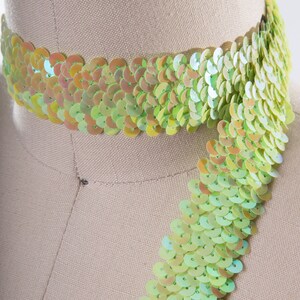 Iridescent Lime Green Stretch Sequin Trim Sequin Embellishment/ Perfect for Baby Headbands DIY
