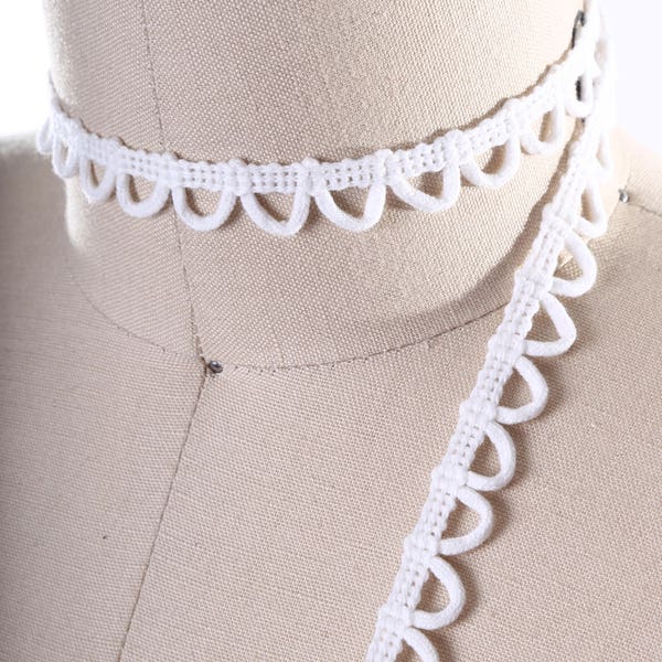 2 Yards White Button Loops/ 1/4" 6mm Button Loops for Bridal Gowns/ White Button Holes for Dresses with Small Spacing / Stretch loops