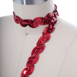 Nastro di paillettes rosso ondulato da 2 metri / Nastro di paillettes rosso / Finitura in pizzo con paillettes rosso / Costume Wonder Woman / Ric rac con paillettes
