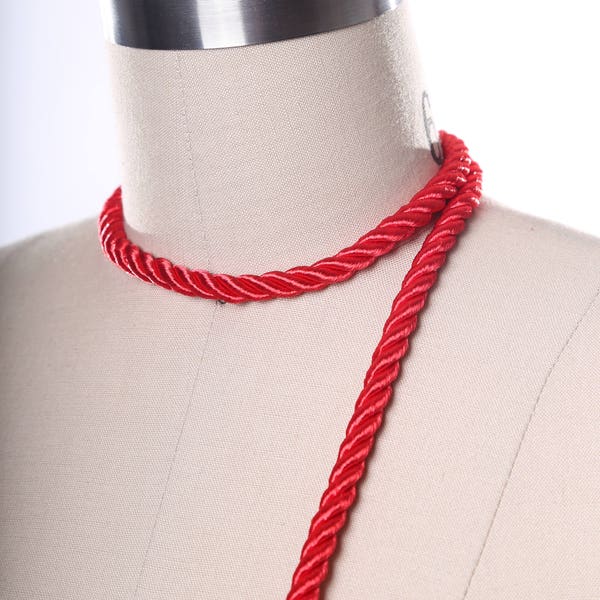 Red Satin Rope Trim. Red Silky Rope Tape/ Satin Rope Tape/ Red Satin Cord Trim/ Rope for Curtains/ Candy Red