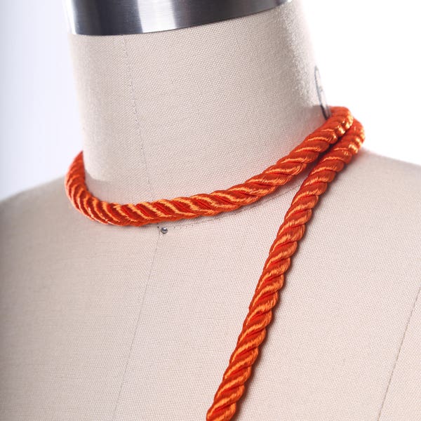 Orange Satin Rope Trim. Orange Silky Rope Tape/ Satin Rope Tape/ Beige Satin Cord Trim/ Rope for Curtains