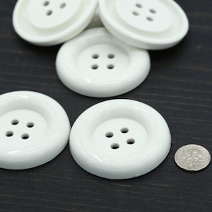 50mm White Plastic Button 2 PIECES Four Holed 80L 2&quot; Costume Button For Doll Making and Quilting PL0034