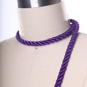 Purple Rope Trim. Purple Silky Rope Tape/ Satin Rope Tape/7mm Purple Satin Cord Trim/ Sold by the Yard image 1