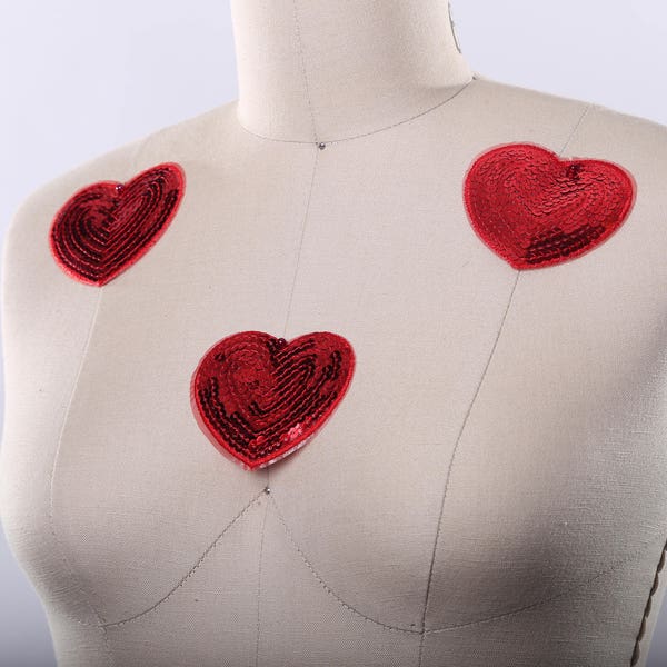 Heart Patch Sequined Heart Patches/ Iron on Heart Patches Iron on Backed. Perfect to Douse Up Denim Jackets Lush Hearts