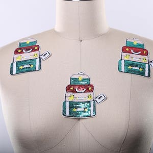 Luggage patch  Suitcase Patches  Stacked Suitcase Patch  Green, Red, White Pink / Jet Set Patches Iron on