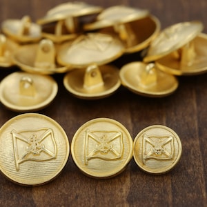 4pcs Gold Metal Button/ Anchor Button/ Nautical Button Ship Flag Buttons 24 Ligne 15mm 5/8&quot; 30 Ligne 19mm 3/4&quot; 36L 23mm 15/16&quot; BL032