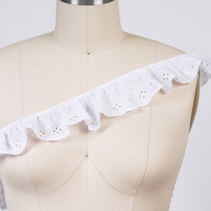 Cotton White Ruffle Trim  White Eyelet Ruffle Lace/ Perfect for Layering and Kids Clothes