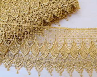 Cream Chenille Style Cotton Lace Trim 20mm Wide Per Metre