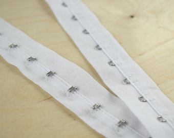 3 yds Hook and Eye Cotton Tape White Nickle #2