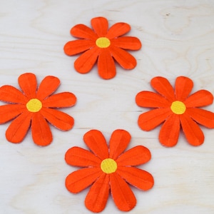 Orange Daisy Patches with yellow center . Iron on Flower Patches. Kids Patches. Flower Patches