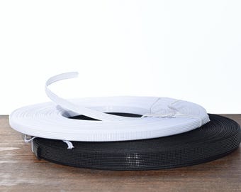 Rigilene Boning: Black or White Sew-On Boning (50 Yards)