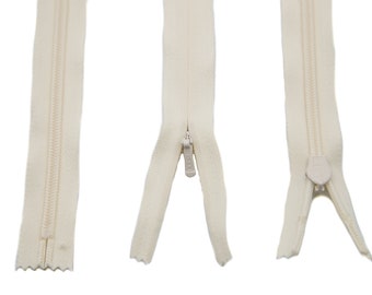 Bridal Ivory YKK Invisible Dress Zipper 24" Length Concealed Zipper for Ivory Gowns Made in USA